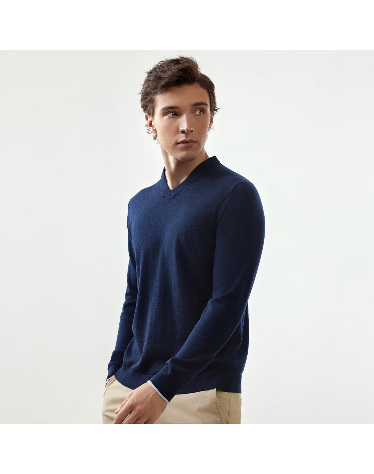 Icaruk Men S V-Neck Merino Wool Knit Tee Bnit105 Reference/95