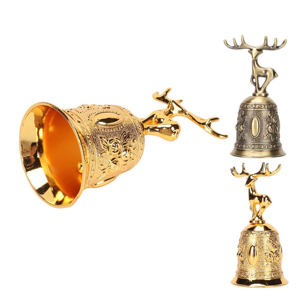 Deer Shape Hand Bell Vintage Plating Process Rustproof Polished Finish Metal Hand Bell for Dining Ta
