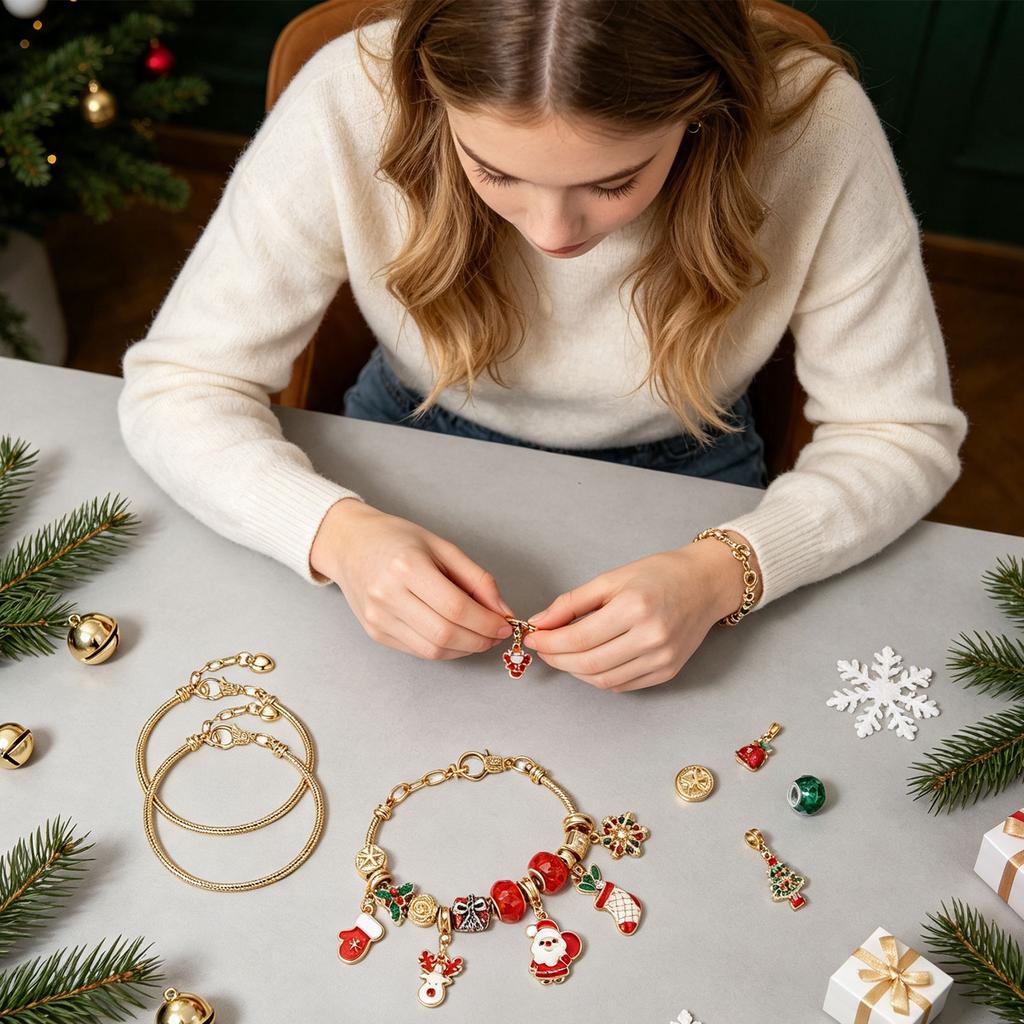 Days Christmas Advent Calendar for Women - Alloy Bracelet Jewelry Set with Surprises, Holiday Countdown Gift
