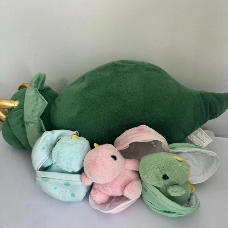 Creative Dinosaur with Baby Dino Egg Plush Toy Stuffed Animal Plush Doll Cute Triceratops Soft Hug Pillow Kids Birthday Gift