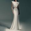 Pure White Light Luxury Diamond-encrusted Fishtail Dress Two-piece Women's Collar Sleeveless + Skirt
