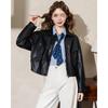 ET BOITE Women's Retro Lapel PU Leather Jacket