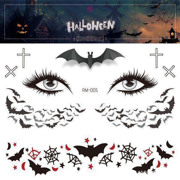 Halloween Kids' Waterproof Cartoon Tattoo Stickers - Cute Pumpkin, Ghost, and Skull Designs for Face Makeup
