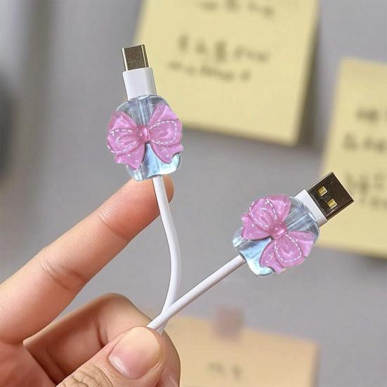 2Pcs Flower Charger Cable Protector, Non-Slip Mobile Phone Charging Cord Saver, Universal Data Wire End Protection Wrap Cover