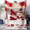 Top-Auswahl Gartenzwerg-Paar Decke Herzmuster Warmer Flanell für Heimdeko Qualitäts Weiche Warme Überwurfdecke Valentinstagsgeschenk