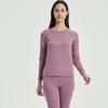 Solid Color Double-Sided Brushed Warm Base Layer Set for Women & Men - Round Neck Top & Pants for Autumn