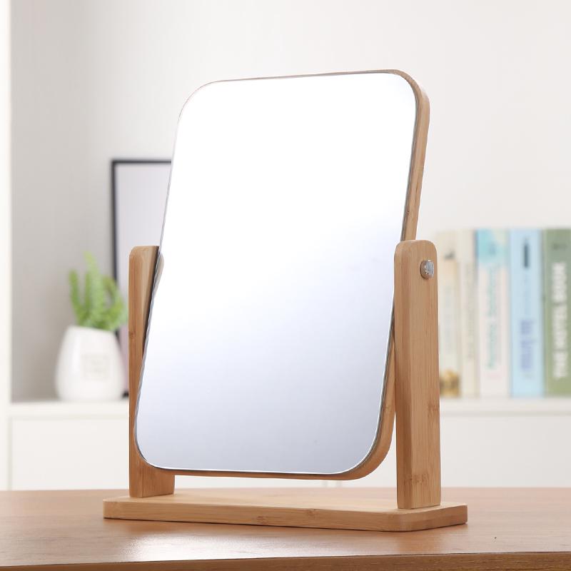 Desktop Double-Sided Magnifying Makeup Mirror, European Style, Solid Wood, HD Beauty Mirror