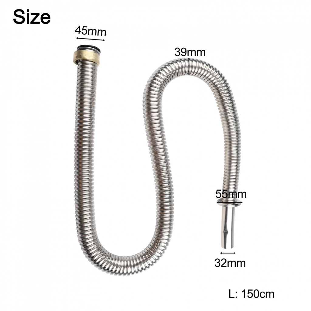 Bathroom Flexible Sink Drain Hose Stainless Steel 120 150 cm Design
