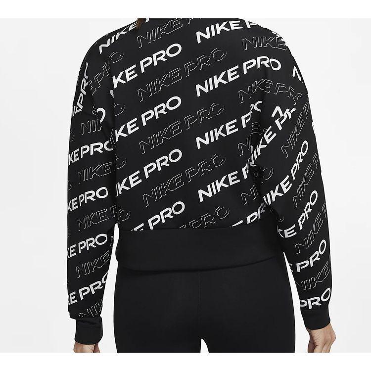 Nike Pro Dri-FIT Loose Fit Knit Tag Crew Neck Long Sleeve Sweatshirt Women Tops Black CJ3589-010