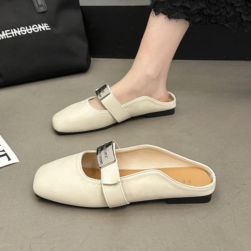 Fashion Elegant Women Marie Janes Shoes Square Toe Flats Loafers Casual Woman Shoes New 2025 Spring Buckle Sandals Shallow Zapatos Mujer
