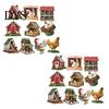 Creative Chicken Pattern Pendants 10/20/30Pcs 2D Flat Farmhouse Wooden Hanging Ornament, Rooster Hen Coop Barn Rustic Farm Animal for Xmas Tree
