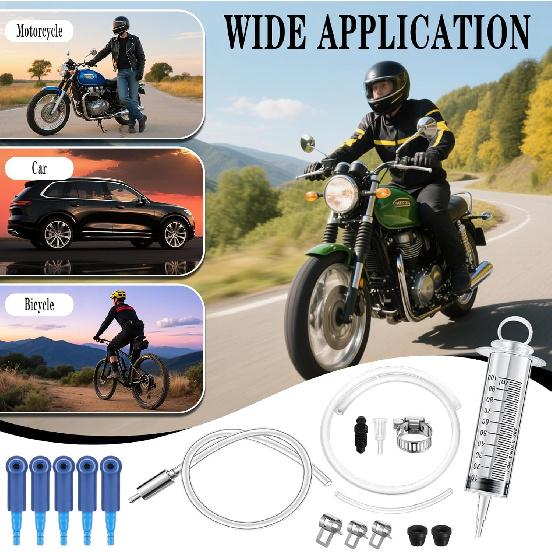 Brake Bleeder Kit - One Way Check Valve Hose Bleeding Kit 100Ml Syringe, 50Cm Hose, Oil Fluid Extractor Pump, Adapter - Brake Bleeder Tool For