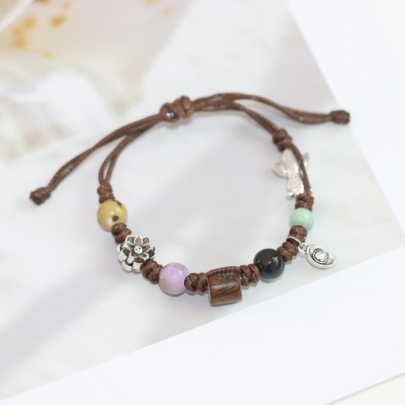Ethnic Style Artistic Woven Jingdezhen Ceramic Hand Rope Student Children's Bracelet
