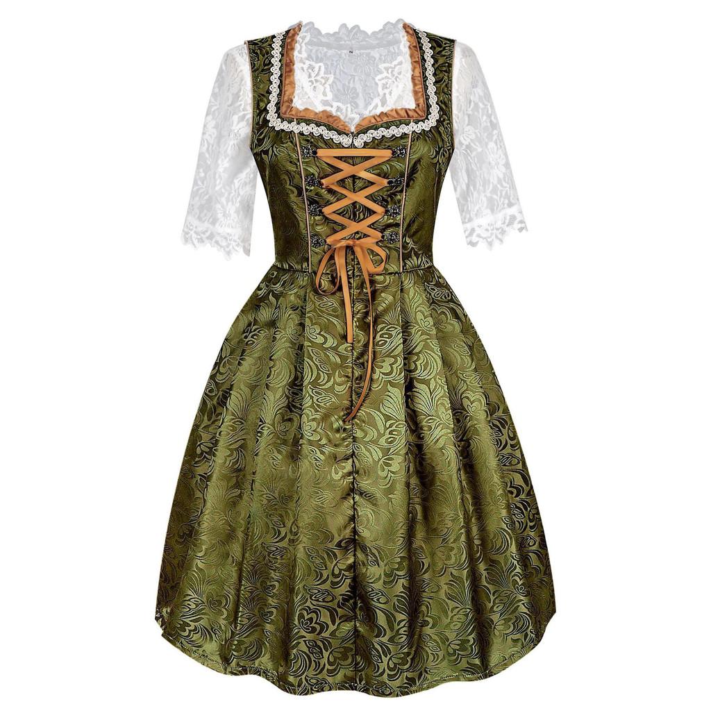 Vestito per Festival della Birra Bavarese da Donna in Tessuto di Poliestere Costume di Halloween per Spettacolo Teatrale