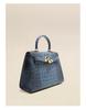 Crocodile Bone Pattern Kelly Bag Cowhide Handbag Fashion Genuine Leather Women's Bag Shoulder Bag