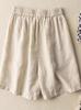 Women's Summer Retro Cotton Linen Wide-Leg High-Waisted Breathable Shorts - Loose, Slimming, Artistic, Casual.