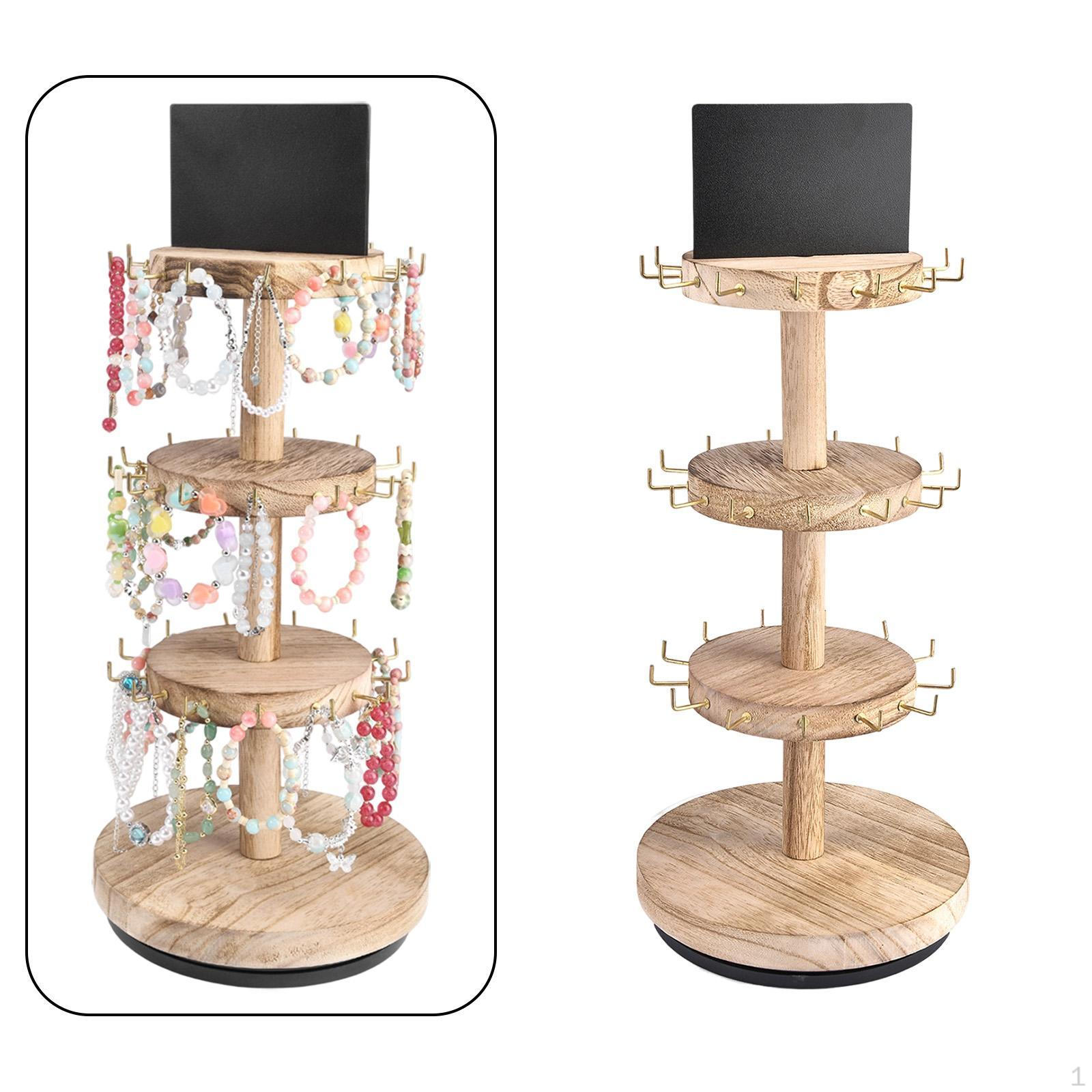 

Rotating Jewelry Storage Organizer Display 3-tiers Craft Holder Earring Stand for