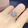 2 Carat Moissanite Open Ring, Simulated Diamond with Eight Hearts and Arrows, PT950 Plated, Popular Women's Jewelry Sale.