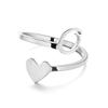 Stainless Steel Heart-Shaped Initial Ring for Women - Fashionable, Adjustable, In Stock
