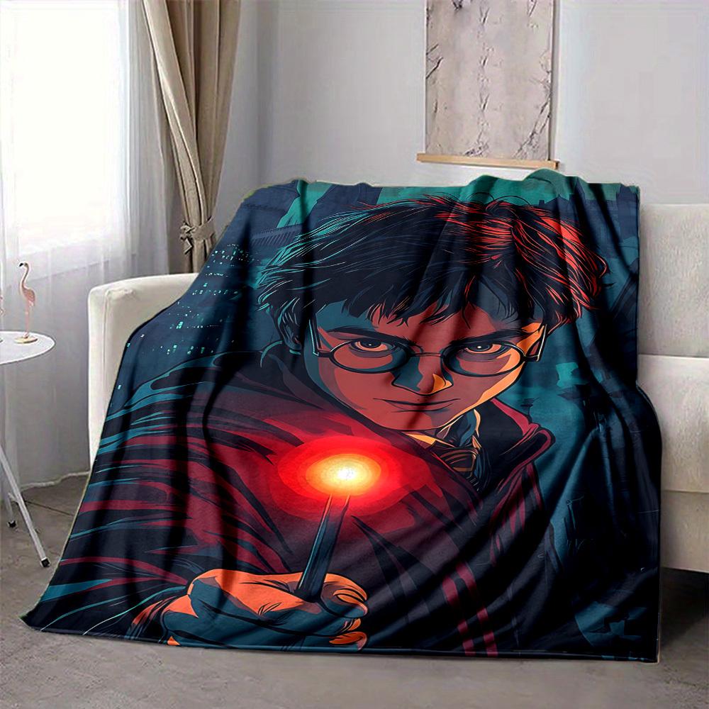 1pc Harry Potter Flannel Throw Blanket - HD Printed Lightweight Soft Warm All-Season Blanket for Sofa, Bed, Travel, Camping 111