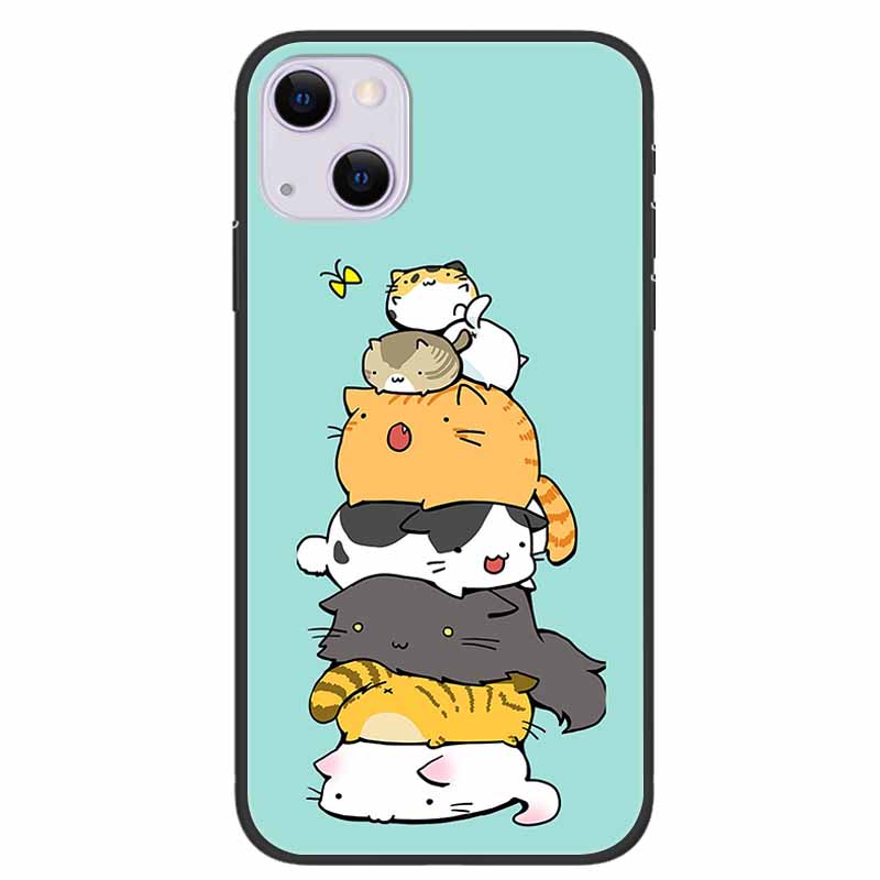 For iPhone 14/14 Plus Case Black Silicone Soft TPU Luxury Flower Animal Back Cover For iPhone 14/14 Plus New Shells for iPhone14