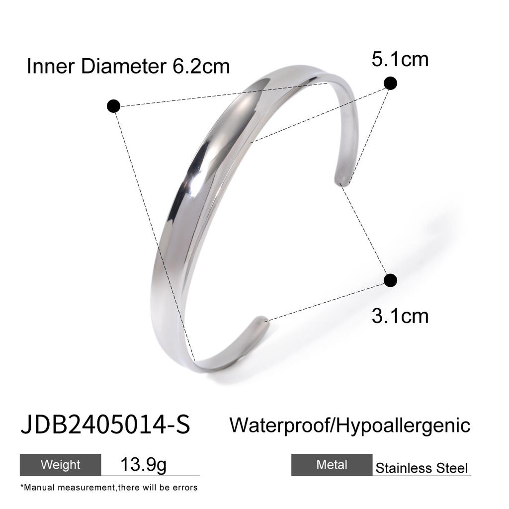 European and American 18k Gold Stainless Steel Concave Smooth Opening Bracelet Ins Internet Celebrity Cold Wind Simple Titanium Steel Bracelet