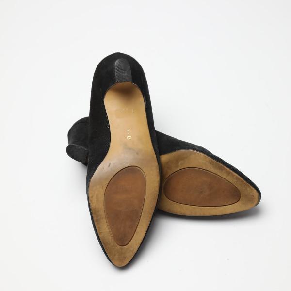 Burberry 23E Pumps Chunky Heel Suede Black Women Storage Box Used