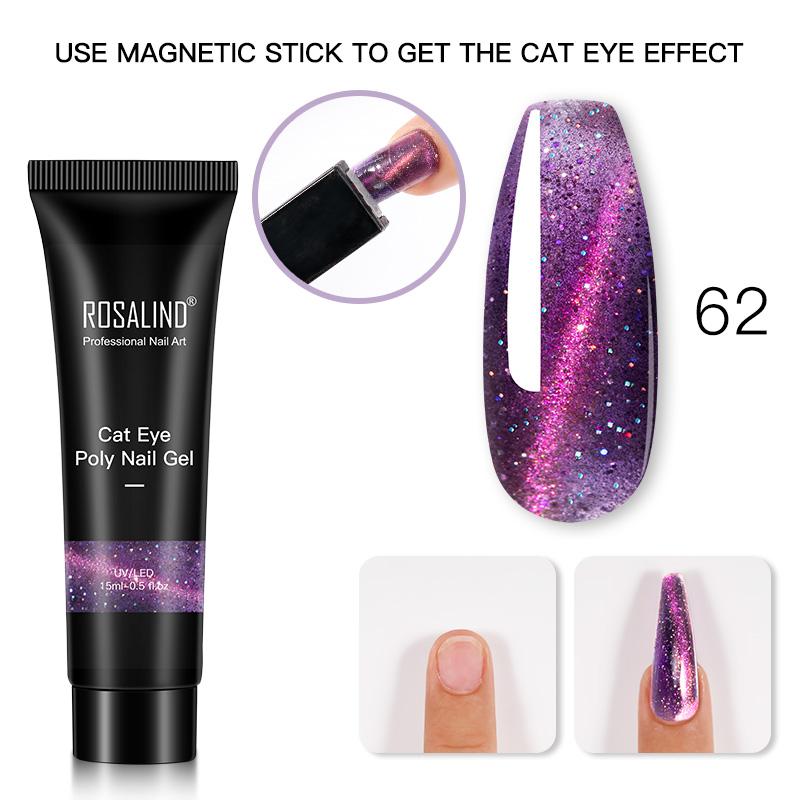ROSALIND 15ml Γυαλιστερό Poly Nail Gel 6 χρωμάτων Quick Builder Extension UV λάμπα