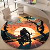 1PC Motorcycle Sunset Office Round Area Rug,  Mat Suitable ForOffice, Under Office Chairs Bedroom Living Room Home Decor, Room Deco