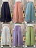 2026 Summer Linen Wide-Leg Pants with Artistic Embroidery and Elastic Waist for Women