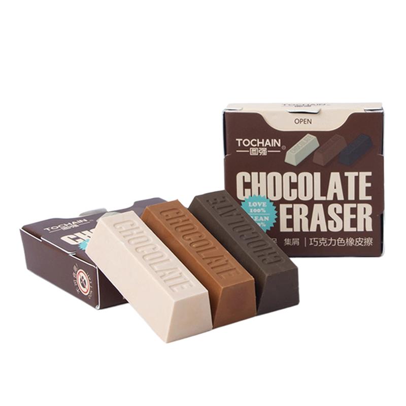 3pcs Chocolate Design Eraser Large Eraser Student Painting Writing Pencil Eraser Stationery School Office Supplies