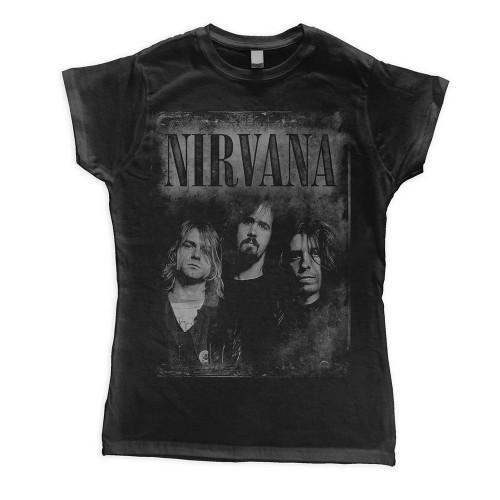 Nirvana T-shirt in cotone con facce sbiadite da donna/donna L nero