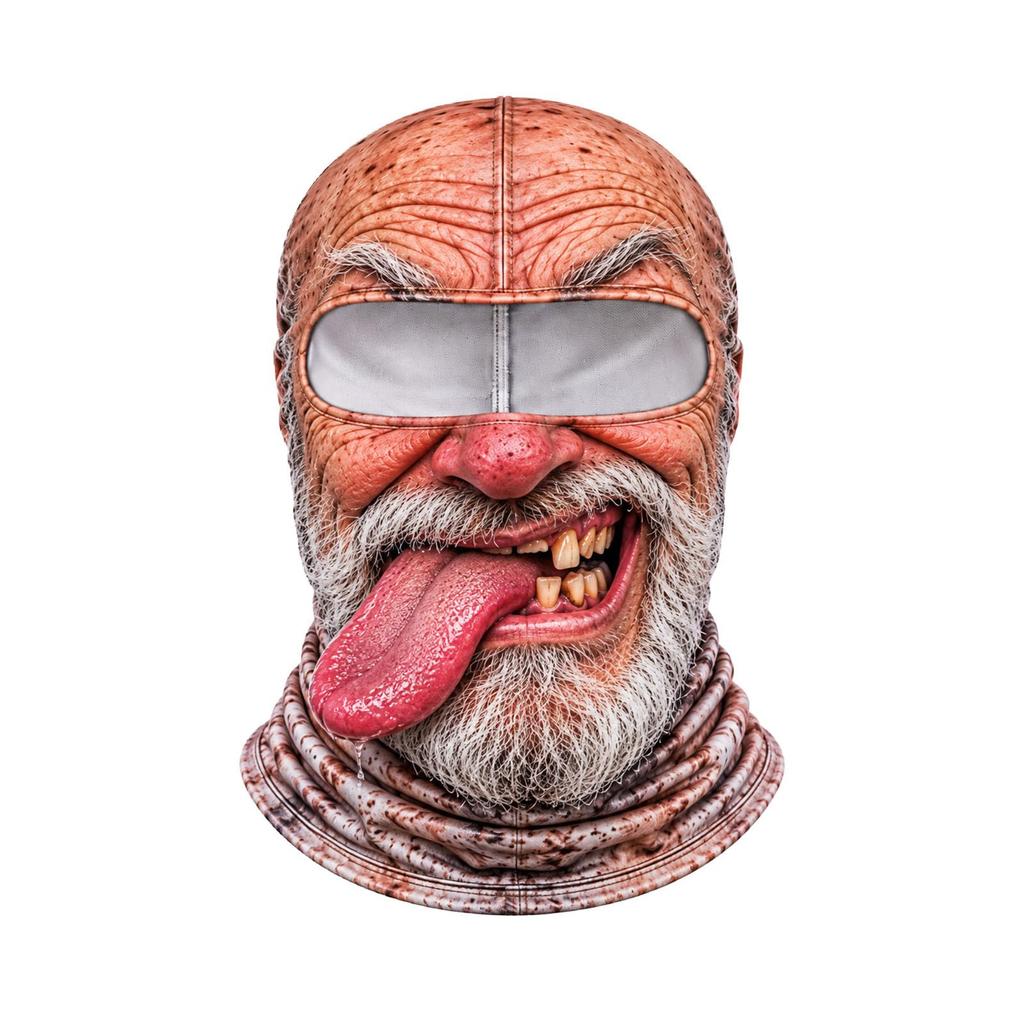 Novelty Old Man Face Ski, Winter Windproof Full Face with 3D Full Print, Sunglasses Not Included