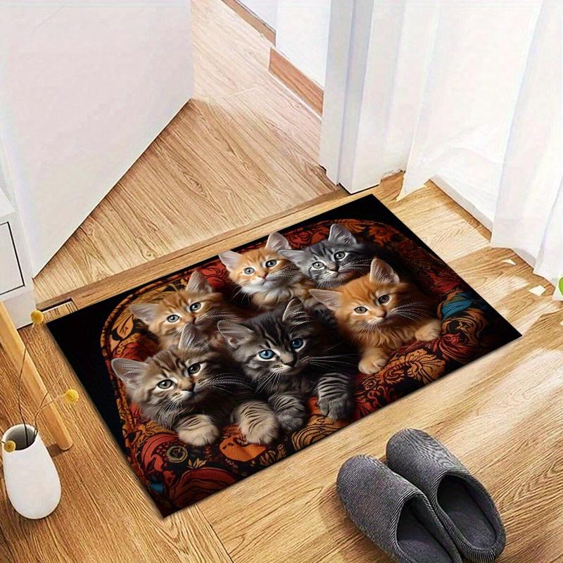 1Pcs Anti Fatigue Kitchen Rugs,Cute Cat Print Waterproof Non-Slip Thick Cushioned Kitchen Mat Heavy Duty Comfort Standing Mat for Kitchen KTJ