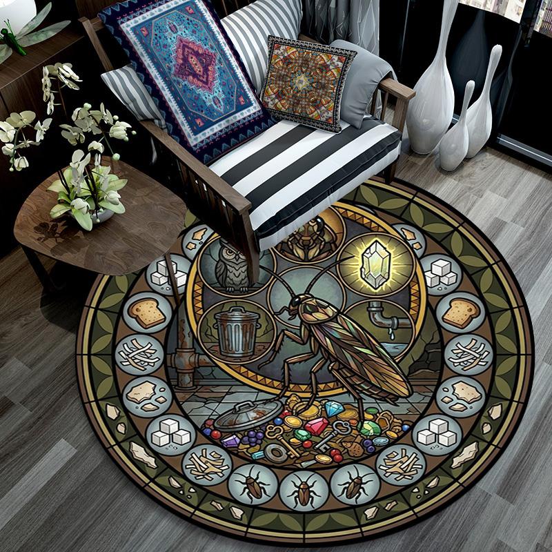Ocean Glass Round Area Rug Under Office Chairs Bedroom Living Room Home Decor