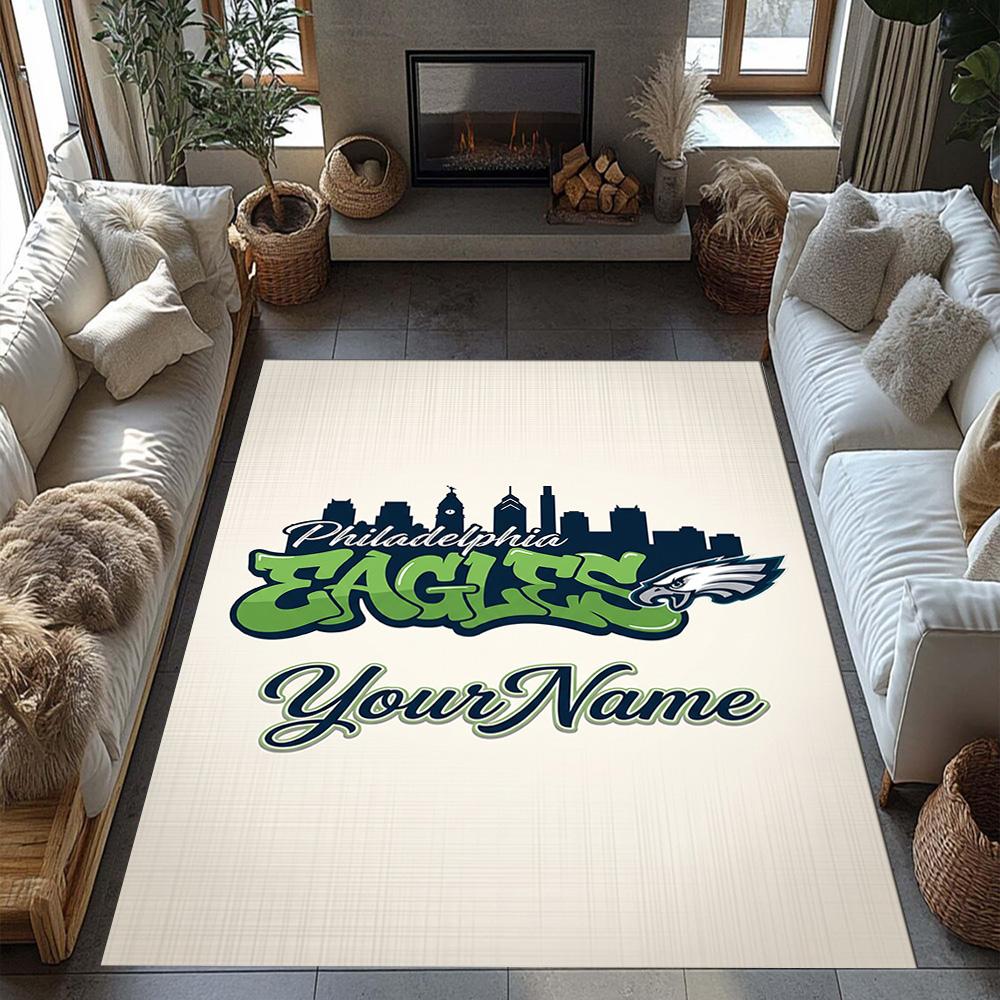 Philadelphia Eagles Customizable Name Floor Mat Design For Hallway Game Room Dormitory Decorate Room Antislip Carpet Decorate Offices Spiritual Gift