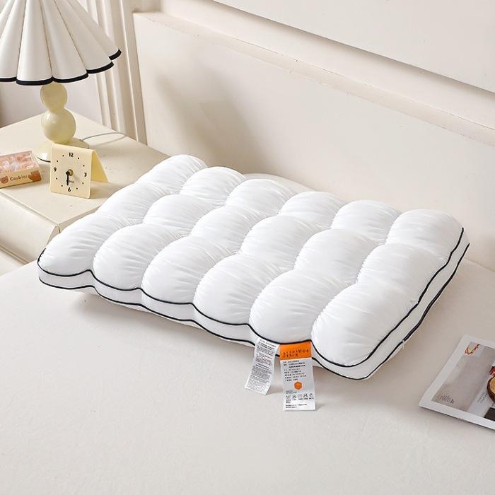 Soft and Fluffy High Pillow Household Neck Protection Sleep Aid Pillows French Cloud Bread Pillow Core Washable Without Fading