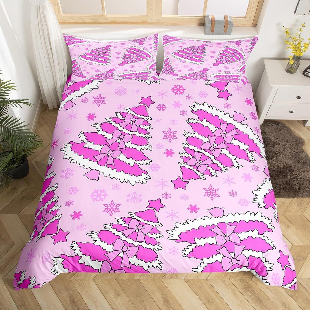 Weihnachtliches Daunendecken-Set Bettwäsche-Set 3-teiliges Bettbezug-Set