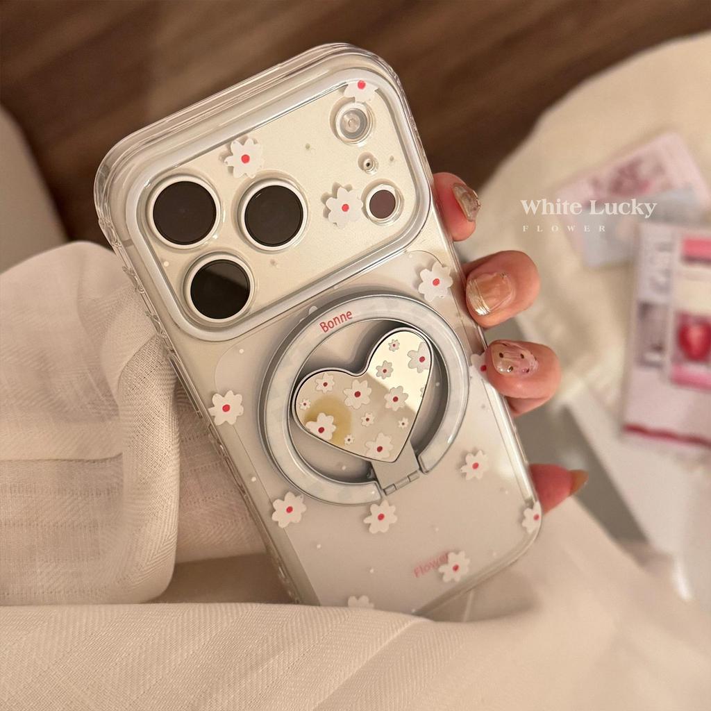 Flower Heart Stand Phone Case for iPhone 16, iPhone 17, iPhone 17 Pro Max