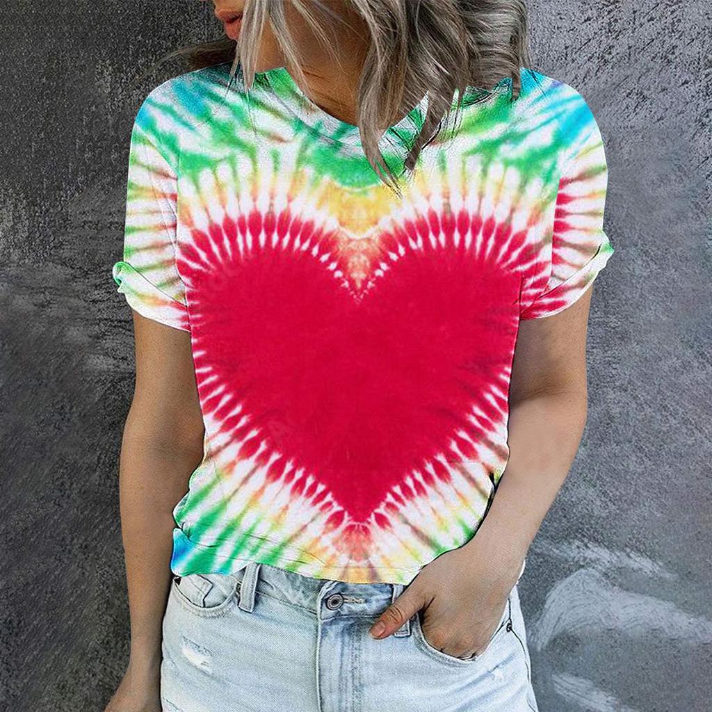 2023 Grenzüberschreitendes Sommer Herren Rundhals Kurzarm T-Shirt Liebe Damen 3D T-Shirt Digitaldruck Kurzarm Top