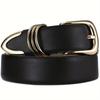 Women's Faux Leather Belt with Golden Oval Buckle - Adjustable Casual Belt for Jeans, Pants, Skirts - Durable Fashion Accessory