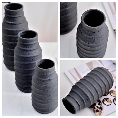 Vaso Cerâmico Zen Chinês Vaso de Flores Preto Ornamento Budista Vaso de Pedra Grão Decoração para Casa Mesa Vaso Hidropônico