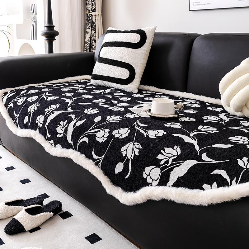 French Light Luxury Sofa Seat Cushion Irregular Special-shaped Cover Chenier Four-season Universal Non-slip Velvet Cover Cloth Towel