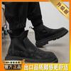 Men's Shoes Spring New Non-slip and Wear-resistant Chelsea Boots Short Boots High-top Heightening Versatile Black Tooling Martin Boots Men