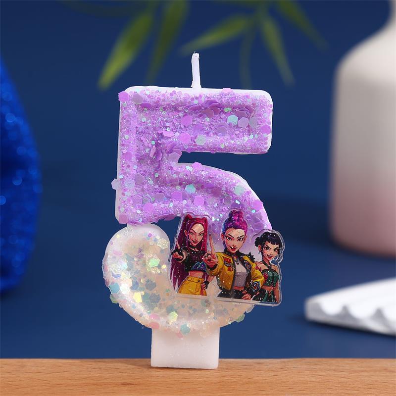 Nová Kpop Anime Démoni Lovci Téma 3D Digitální Svíčka Ozdoba na Narozeninový Dort Číslo 0-9 Svíčka Dětská Párty Doplněk Pomůcka Dárek