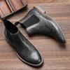 Men Chelsea Boots Fashion Retro Men Leather Boots Brogue Ankle Boots