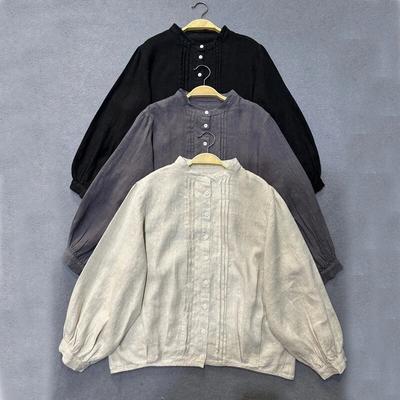 Ανοιξιάτικο μακρυμάνικο πουκάμισο Γυναικείο Ιαπωνικό λογοτεχνικό όρθιο γιακά ευέλικτο μπλουζάκι