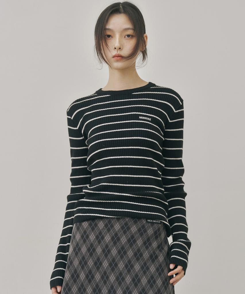 Nigaennikol Minimal Stripe Slim Ls Knit_2 Color