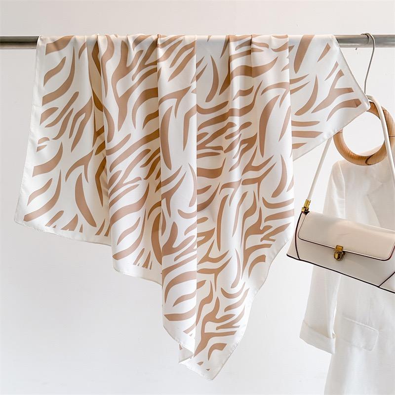 Women Spain  Design Scarf Fashion Leopard Zebra Silk Scarves Square Small Handkerchief Neck Snood Bag Hijab Snood 90*90Cm