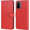 Case For Redmi Note 10-Note 10S (6.43") Red 360 Degree Protection Shockproof Leather Effect Anti Scratch